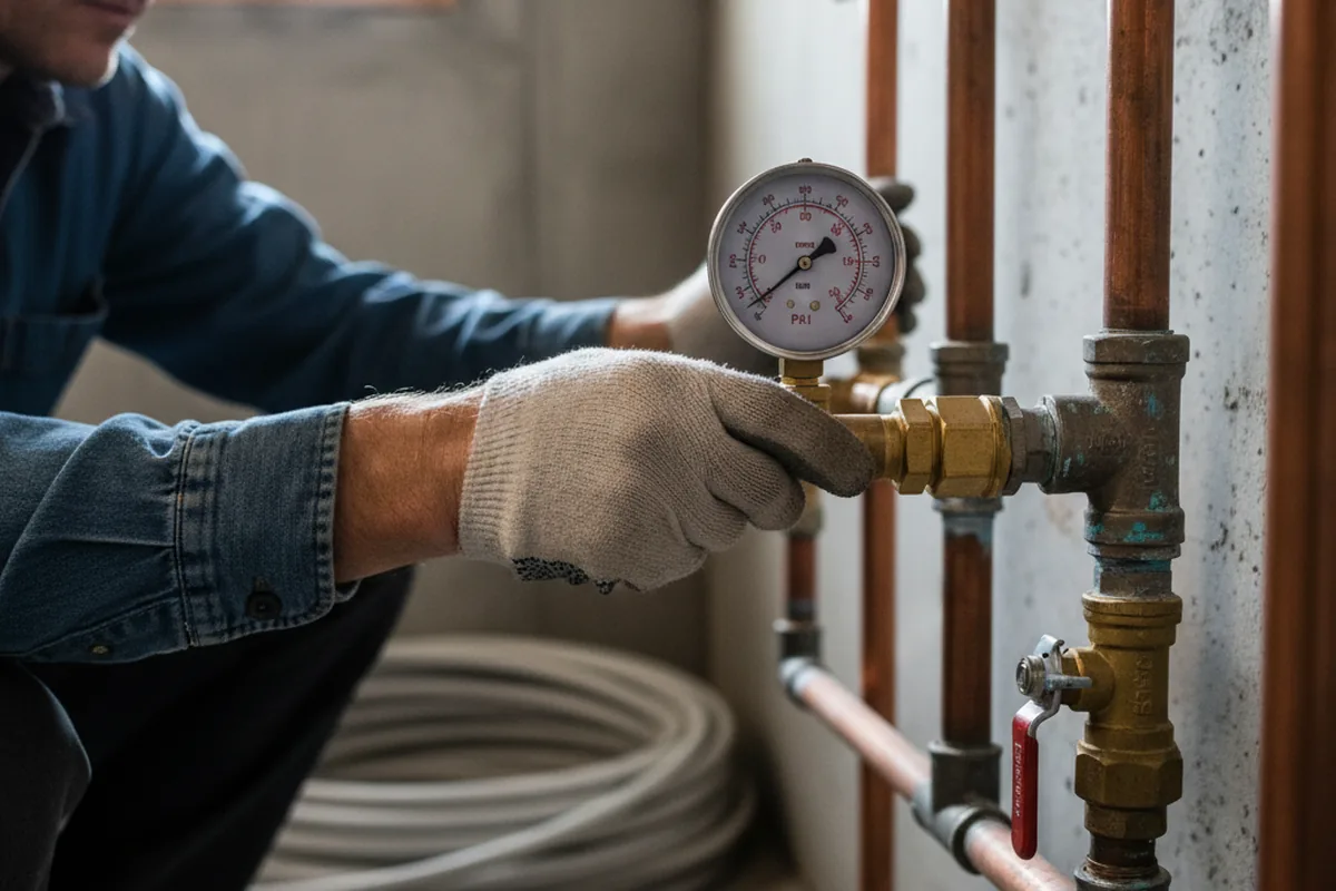 Pressure testing a repaired line during Water Line Repair in Ponca